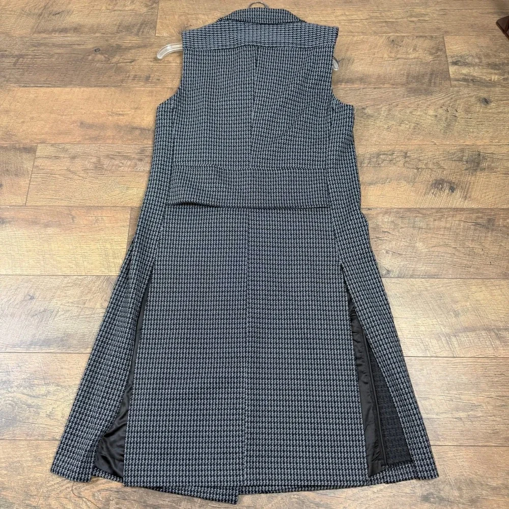 Lysse‎ New York Sleeveless Moto Houndstooth Ponte Dress Navy Black Size Med